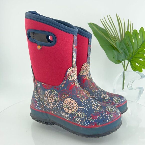 BOGS Kid’s Classic Splatter Paint Insulated Winter Boots Snow Boots Pink Size 2 - Picture 1 of 16